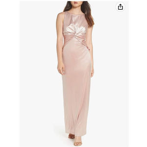 Adrianna Papell Velvet Twist Front Maxi Dress in size Blush, size 12